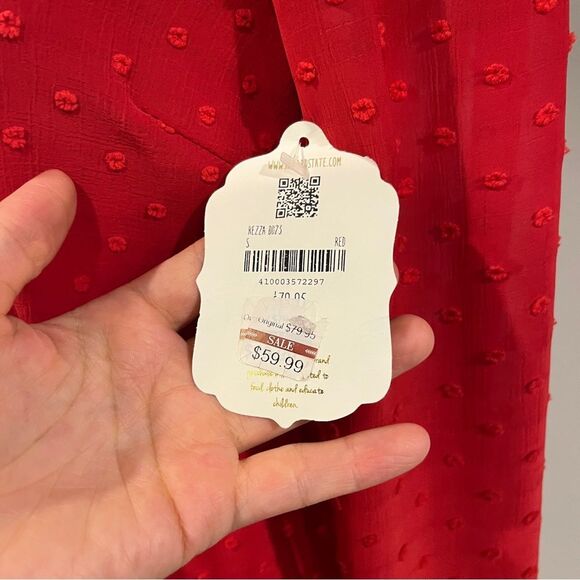 Altar’d State Elegant long sleeve Red fake Wrap Dress size small - Picture 9 of 15